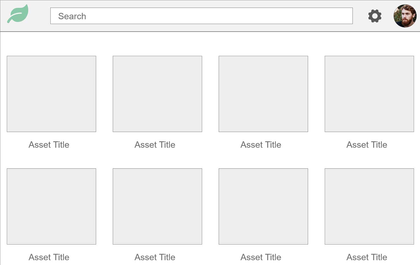 Low fidelity wireframes for the DAM system