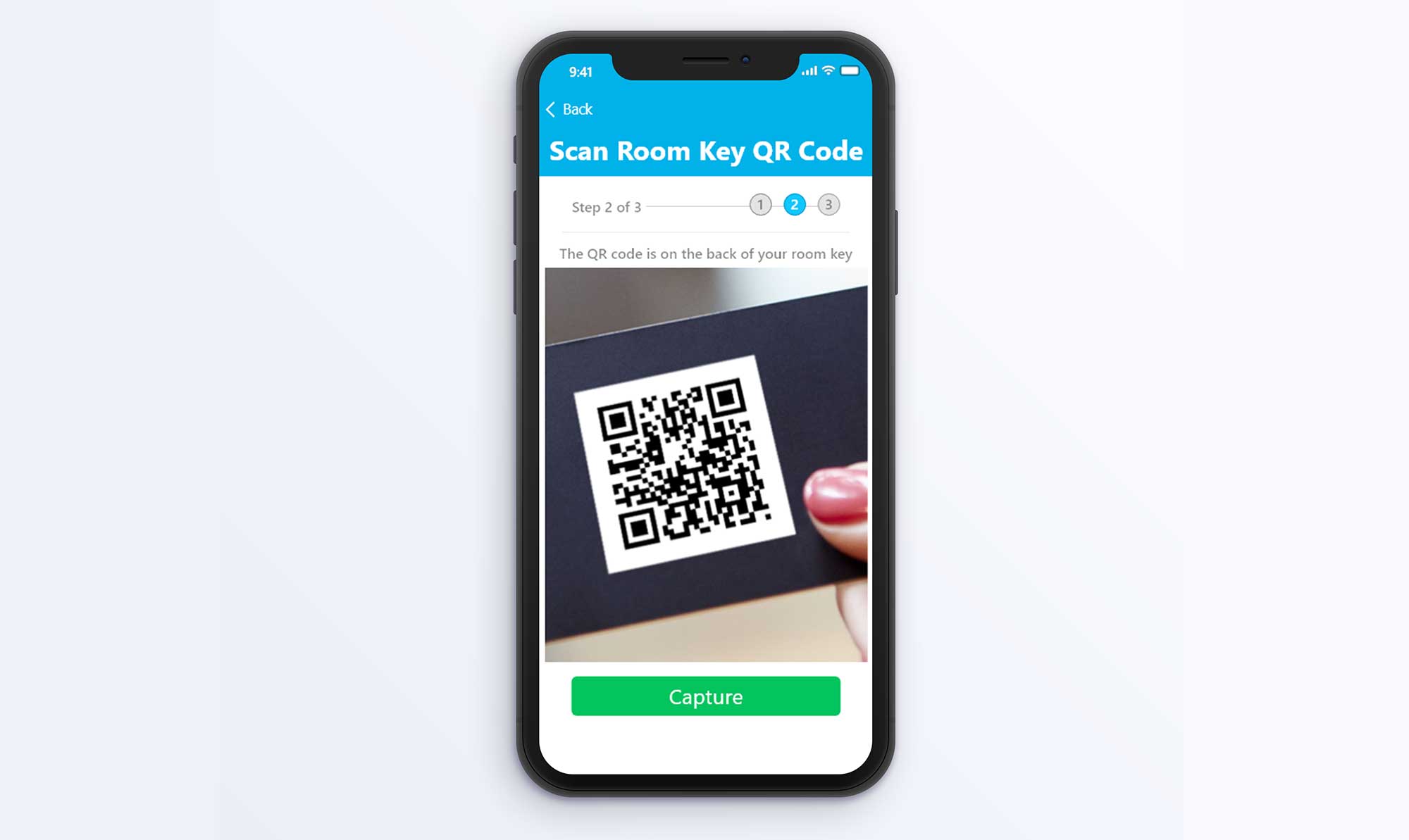 iPhone screen featuring the QR code function of the Minibar app