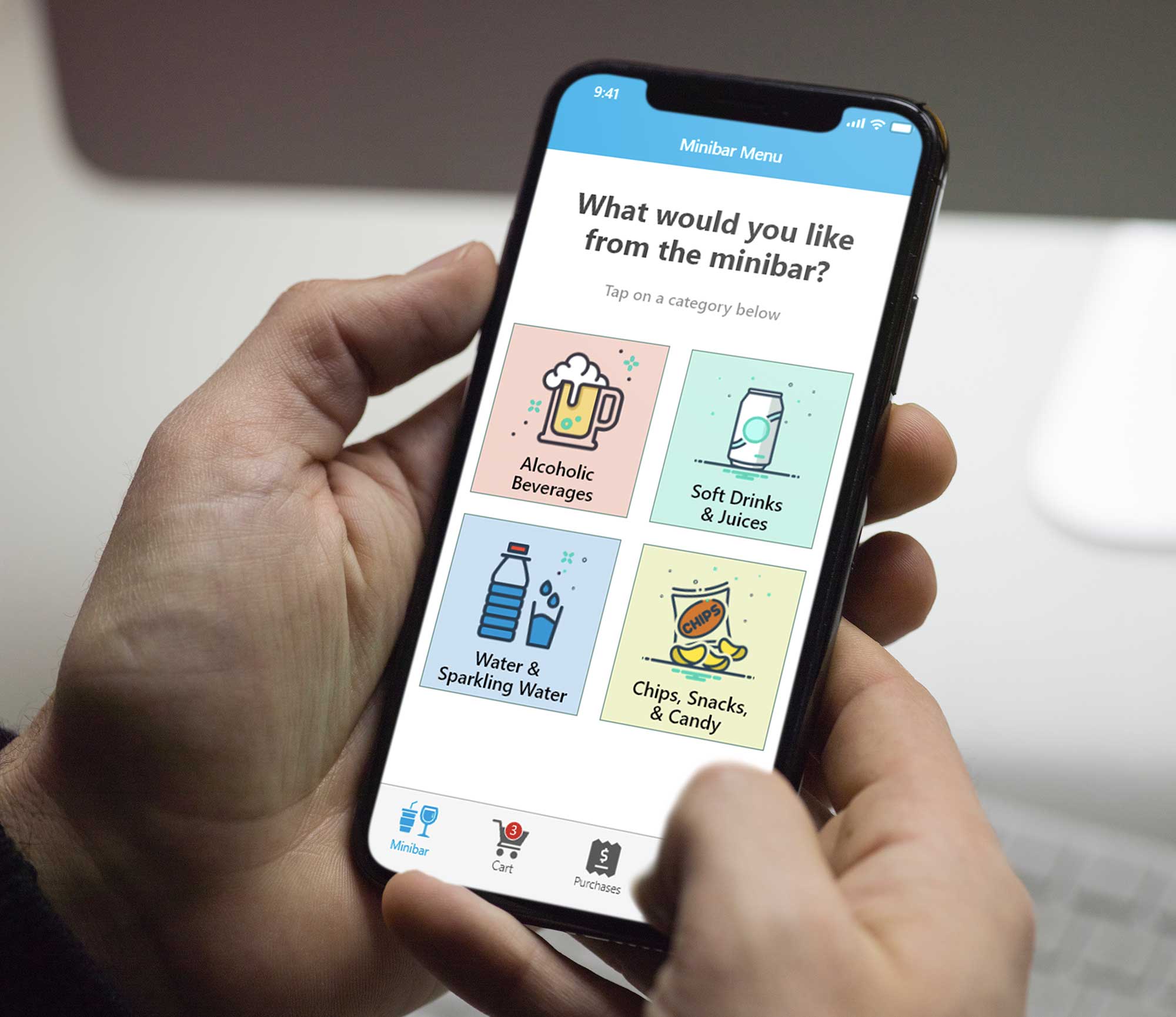 A person using the Minibar app on an iPhone