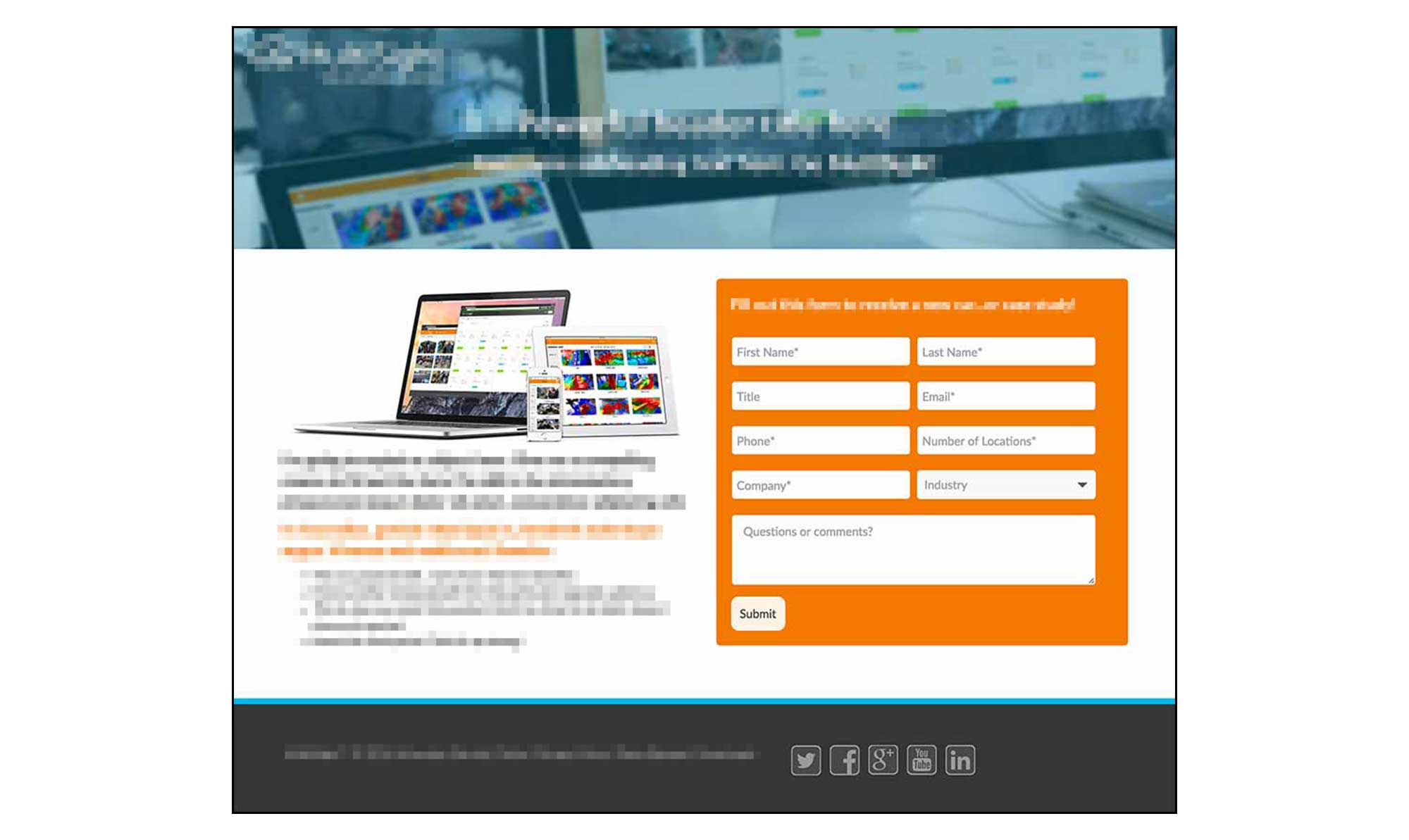 An example of a web form used in AB testing